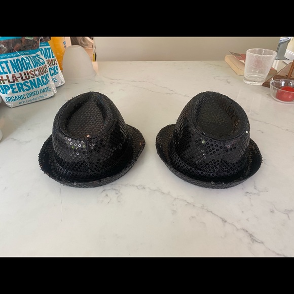 Black Sequin Hat and Tie - Picture 2 of 5